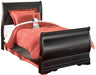 Huey Vineyard Twin Sleigh Bed with Mirrored Dresser Huntsville Furniture Outlet