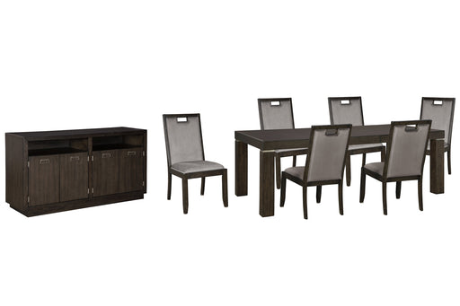 Hyndell Dining Table and 6 Chairs with Storage Huntsville Furniture Outlet