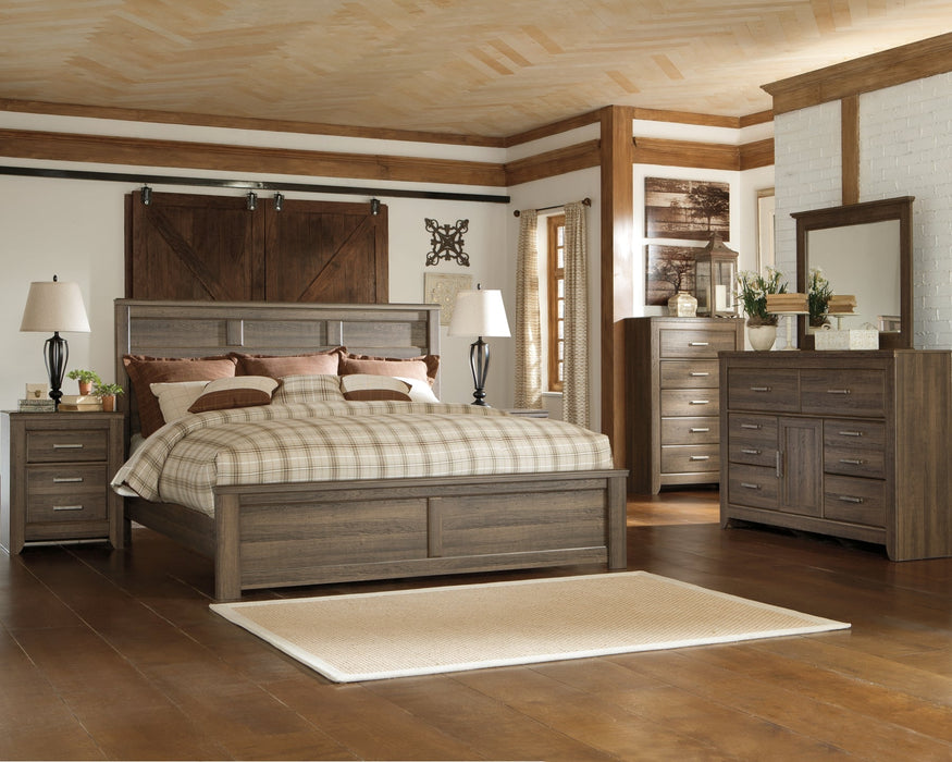 Juararo California King Panel Bed with Dresser Huntsville Furniture Outlet