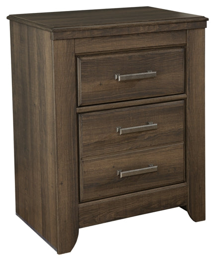 Juararo California King Poster Bed with Mirrored Dresser, Chest and 2 Nightstands Huntsville Furniture Outlet