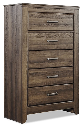 Juararo California King Poster Bed with Mirrored Dresser, Chest and 2 Nightstands Huntsville Furniture Outlet