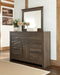 Juararo King Panel Bed with Mirrored Dresser and 2 Nightstands Huntsville Furniture Outlet