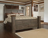 Juararo King Poster Bed with Mirrored Dresser and 2 Nightstands Huntsville Furniture Outlet