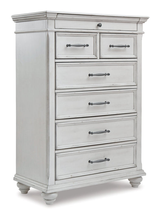 Kanwyn King Panel Bed with Mirrored Dresser, Chest and Nightstand Huntsville Furniture Outlet