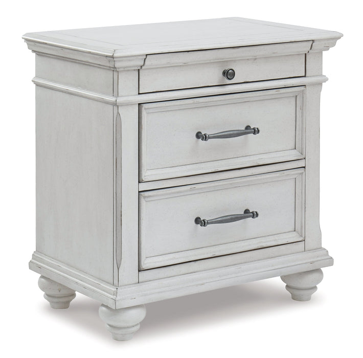 Kanwyn King Panel Bed with Mirrored Dresser, Chest and Nightstand Huntsville Furniture Outlet