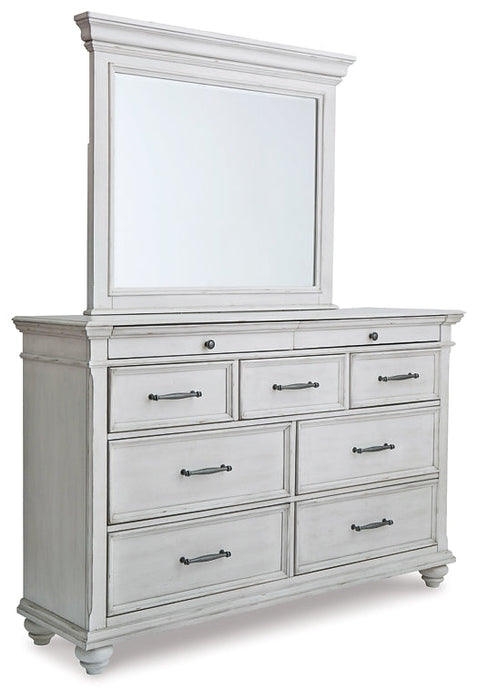 Kanwyn King Panel Bed with Mirrored Dresser Huntsville Furniture Outlet