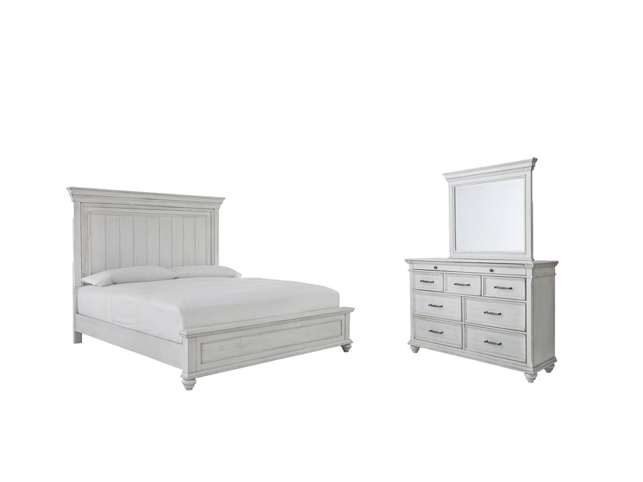 Kanwyn King Panel Bed with Mirrored Dresser Huntsville Furniture Outlet