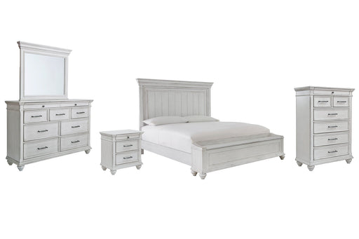 Kanwyn King Panel Bed with Storage with Mirrored Dresser, Chest and Nightstand Huntsville Furniture Outlet