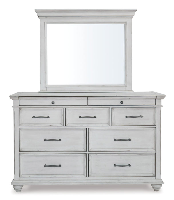 Kanwyn Queen Panel Bed with Mirrored Dresser, Chest and 2 Nightstands Huntsville Furniture Outlet