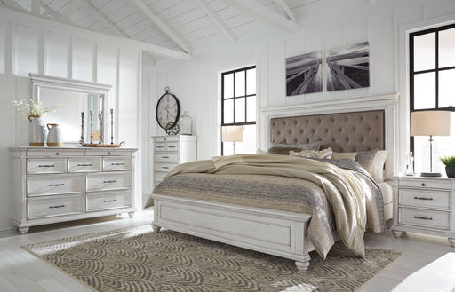 Kanwyn Queen Panel Bed with Mirrored Dresser, Chest and Nightstand Huntsville Furniture Outlet