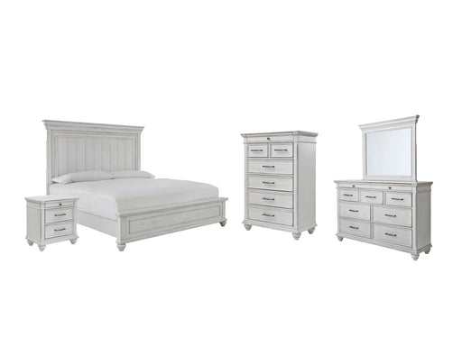 Kanwyn Queen Panel Bed with Mirrored Dresser, Chest and Nightstand Huntsville Furniture Outlet