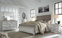 Kanwyn Queen Panel Bed with Mirrored Dresser and Chest Huntsville Furniture Outlet