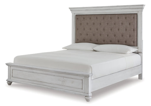 Kanwyn Queen Panel Bed with Mirrored Dresser and Chest Huntsville Furniture Outlet