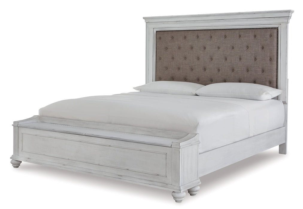 Kanwyn Queen Panel Bed with Storage with Mirrored Dresser, Chest and 2 Nightstands Huntsville Furniture Outlet