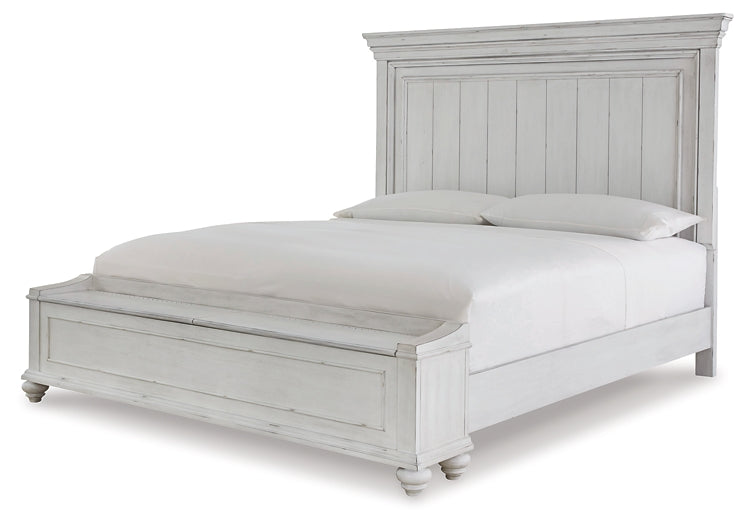 Kanwyn Queen Panel Bed with Storage with Mirrored Dresser and Chest Huntsville Furniture Outlet