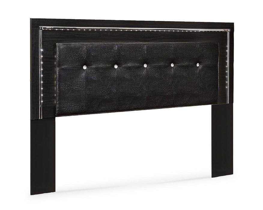 Kaydell King/California King Upholstered Panel Headboard with Mirrored Dresser Huntsville Furniture Outlet