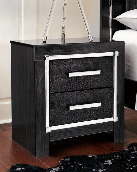 Kaydell King Panel Bed with Storage with Mirrored Dresser, Chest and 2 Nightstands Huntsville Furniture Outlet