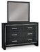 Kaydell King Upholstered Panel Bed with Mirrored Dresser and Chest Huntsville Furniture Outlet