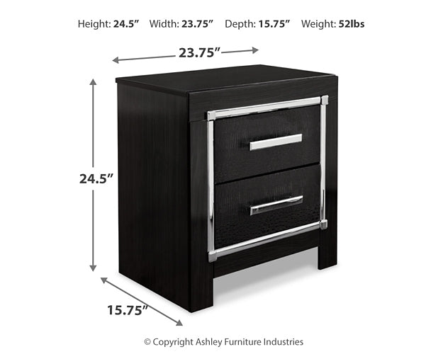 Kaydell King Upholstered Panel Headboard with Mirrored Dresser, Chest and 2 Nightstands Huntsville Furniture Outlet