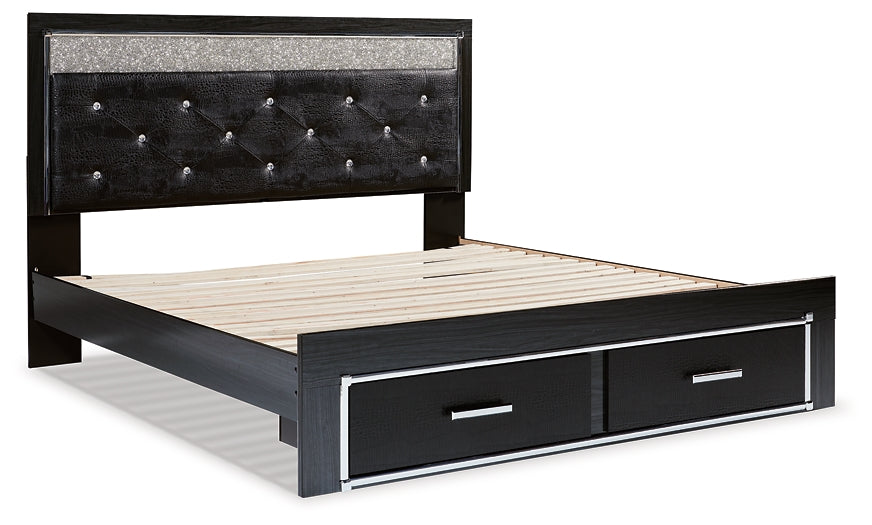 Kaydell King Upholstered Panel Storage Platform Bed with Dresser Huntsville Furniture Outlet