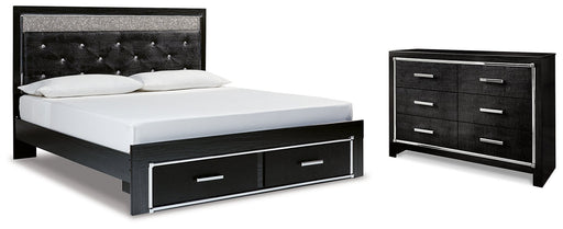 Kaydell King Upholstered Panel Storage Platform Bed with Dresser Huntsville Furniture Outlet