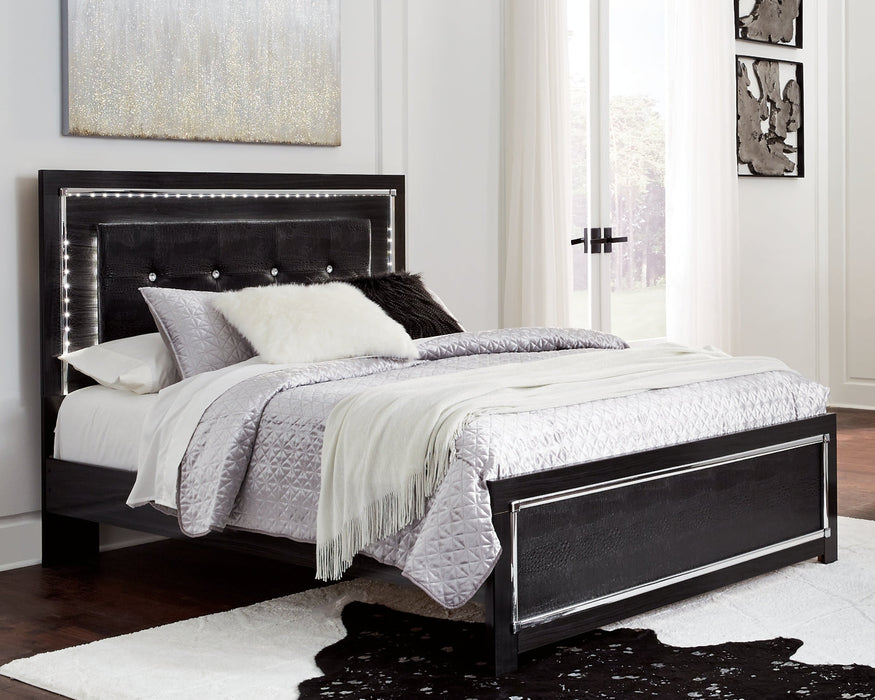 Kaydell Queen/Full Upholstered Panel Headboard with Mirrored Dresser Huntsville Furniture Outlet