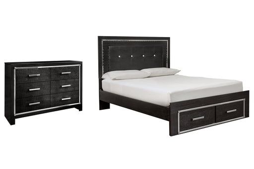 Kaydell Queen Panel Bed with Storage with Dresser Huntsville Furniture Outlet