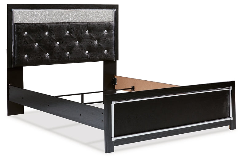 Kaydell Queen Upholstered Panel Bed with Mirrored Dresser Huntsville Furniture Outlet