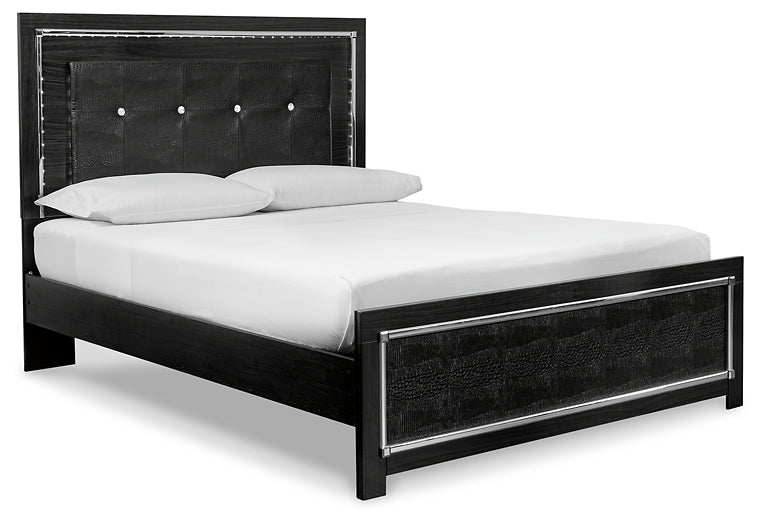 Kaydell Queen Upholstered Panel Bed with Mirrored Dresser Huntsville Furniture Outlet