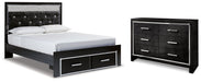 Kaydell Queen Upholstered Panel Storage Bed with Dresser Huntsville Furniture Outlet