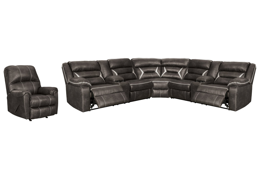 Kincord 3-Piece Sectional with Recliner Huntsville Furniture Outlet