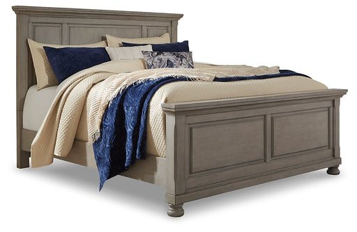 Lettner California King Panel Bed with Mirrored Dresser, Chest and 2 Nightstands Huntsville Furniture Outlet