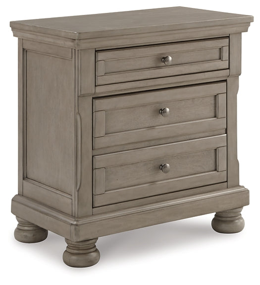 Lettner California King Panel Bed with Mirrored Dresser, Chest and Nightstand Huntsville Furniture Outlet