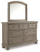 Lettner King Panel Bed with Mirrored Dresser, Chest and Nightstand Huntsville Furniture Outlet