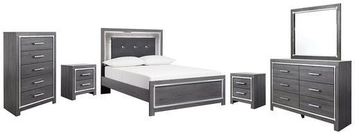 Lodanna Full Panel Bed with Mirrored Dresser, Chest and 2 Nightstands Huntsville Furniture Outlet