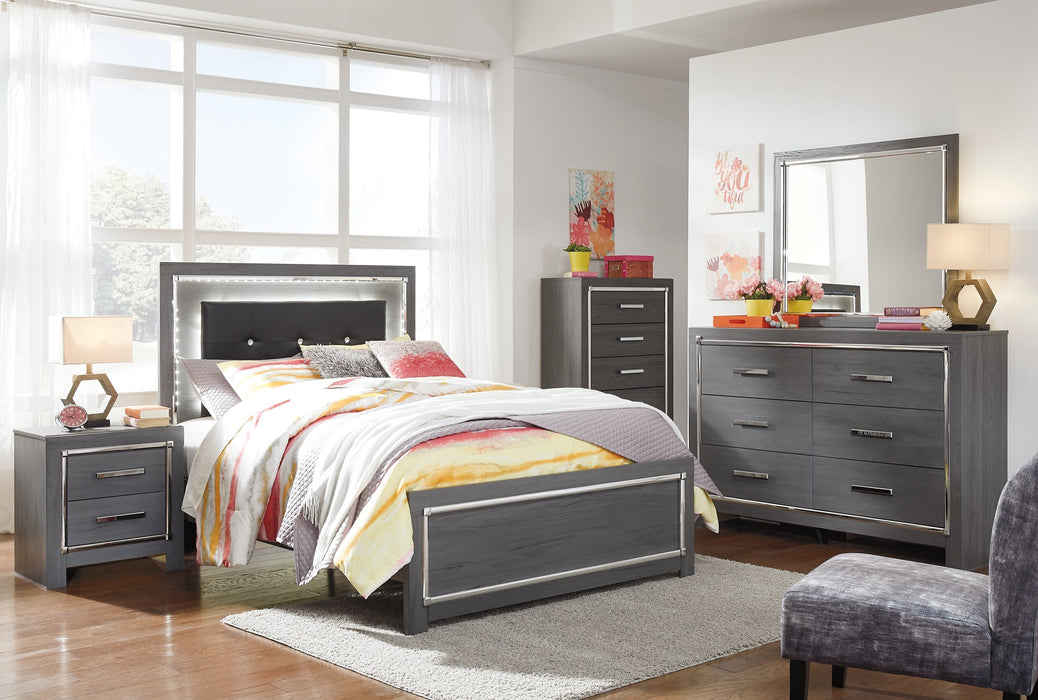 Lodanna Full Panel Bed with Mirrored Dresser, Chest and 2 Nightstands Huntsville Furniture Outlet