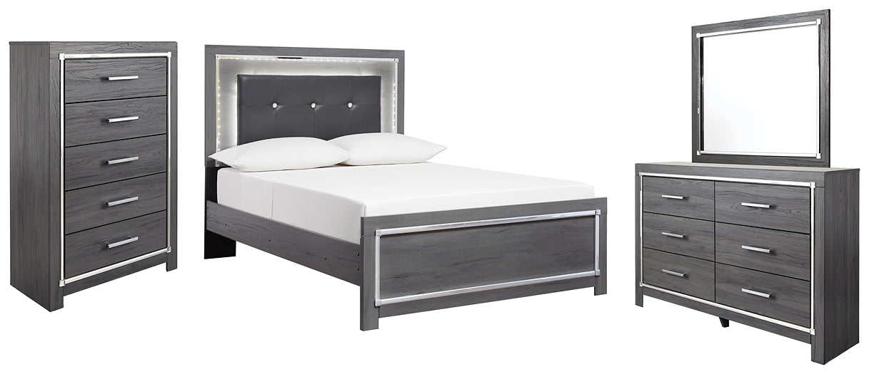 Lodanna Full Panel Bed with Mirrored Dresser and Chest Huntsville Furniture Outlet