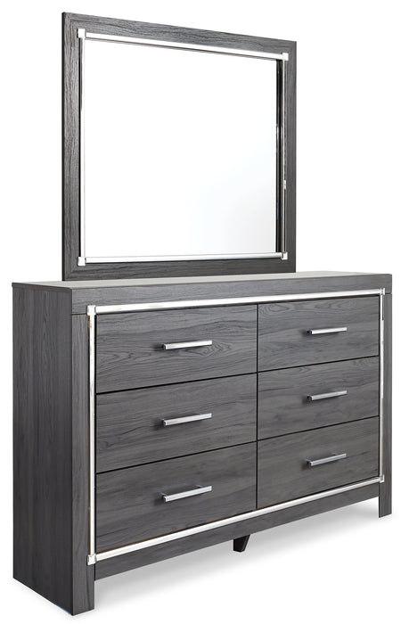 Lodanna Full Upholstered Panel Headboard with Mirrored Dresser and 2 Nightstands Huntsville Furniture Outlet