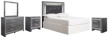 Lodanna Full Upholstered Panel Headboard with Mirrored Dresser and 2 Nightstands Huntsville Furniture Outlet