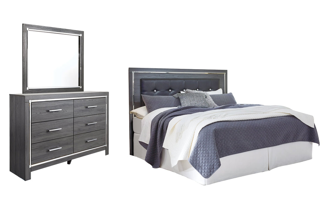 Lodanna King/California King Upholstered Panel Headboard with Mirrored Dresser Huntsville Furniture Outlet