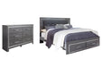 Lodanna King Panel Bed with 2 Storage Drawers with Dresser Huntsville Furniture Outlet