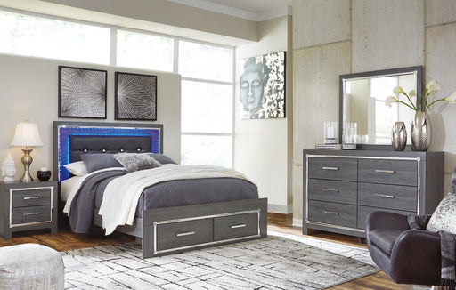 Lodanna King Panel Bed with 2 Storage Drawers with Dresser Huntsville Furniture Outlet