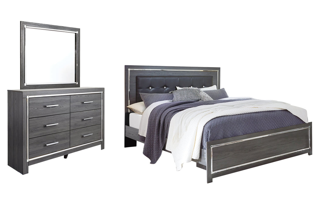 Lodanna King Panel Bed with Mirrored Dresser Huntsville Furniture Outlet