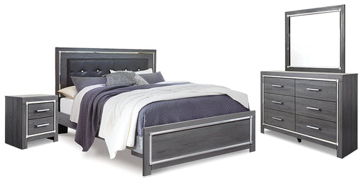 Lodanna King Panel Bed with Mirrored Dresser and Nightstand Huntsville Furniture Outlet