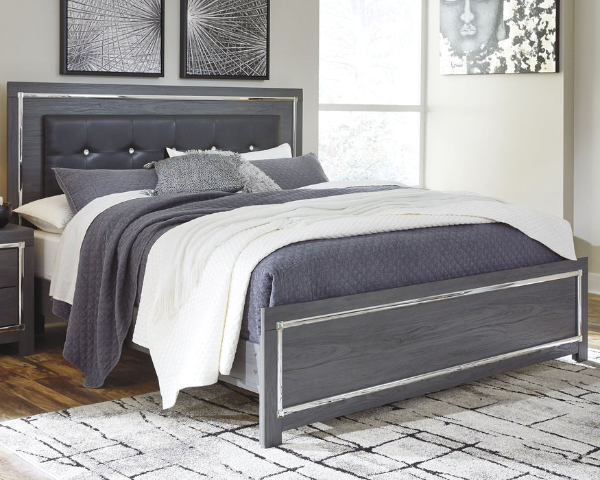 Lodanna King Panel Bed with Mirrored Dresser and Nightstand Huntsville Furniture Outlet