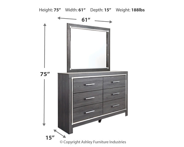 Lodanna Queen Panel Bed with 2 Storage Drawers with Mirrored Dresser Huntsville Furniture Outlet