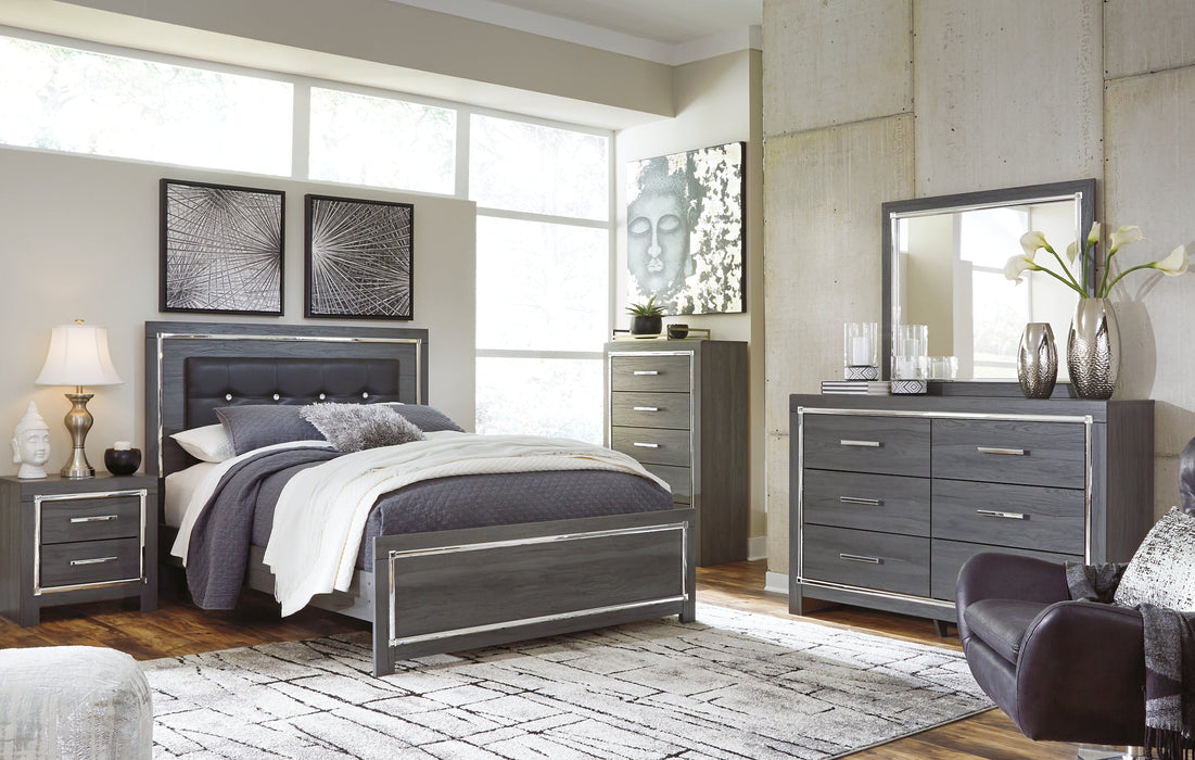 Lodanna Queen Panel Bed with Mirrored Dresser, Chest and 2 Nightstands Huntsville Furniture Outlet