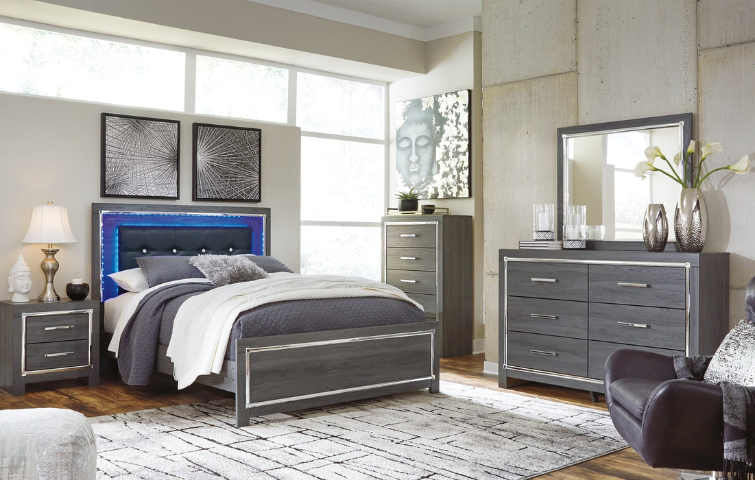 Lodanna Queen Panel Bed with Mirrored Dresser Huntsville Furniture Outlet