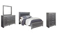 Lodanna Queen Panel Bed with Mirrored Dresser and Chest Huntsville Furniture Outlet