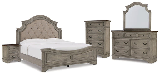 Lodenbay California King Panel Bed with Mirrored Dresser, Chest and Nightstand Huntsville Furniture Outlet